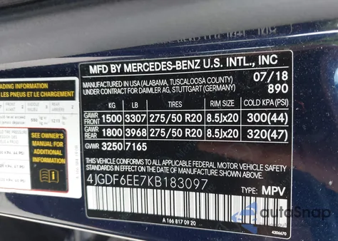 2019 Mercedes-Benz Gls 450 4Matic z USA, uszkodzony, nr VIN 4JGDF6EE7KB183097
